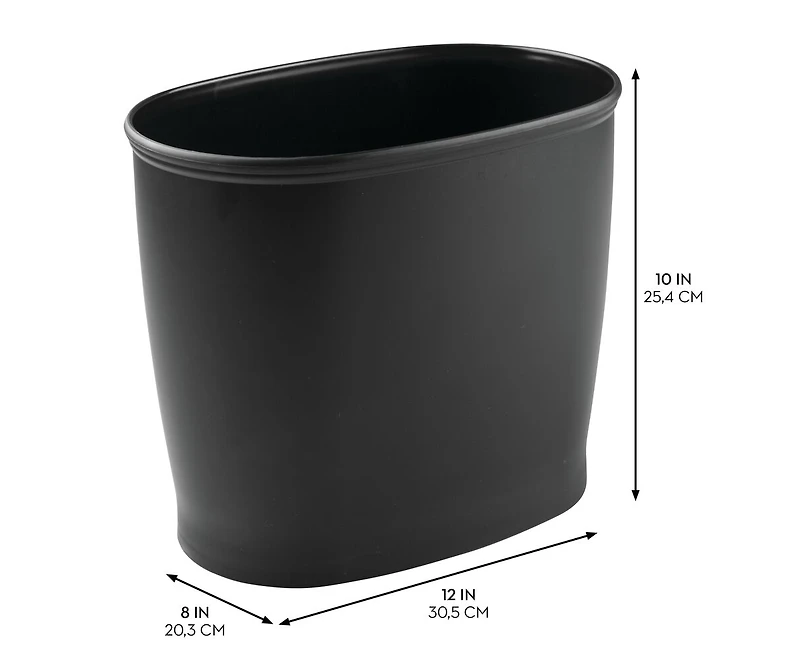 iDesign Small Oval Plastic Bathroom Trash Can, Set of 2