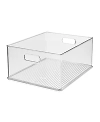 iDesign Stackable Plastic Storage Bin with Handles, Set of 3, Clear, Made in Usa