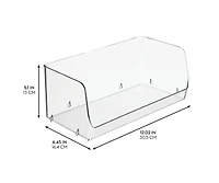 iDesign Wide Stackable Open-Front Storage Bins - Set of 6 - Clear - Made in Usa