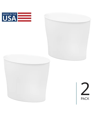 iDesign Small Oval Plastic Bathroom Trash Can - Set of 2 - White - Made in Usa