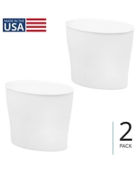 iDesign Small Oval Plastic Bathroom Trash Can - Set of 2 - White - Made in Usa