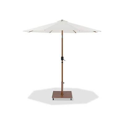 Meridian Furniture Fiji White Fabric / Teak Aluminum Patio Umbrella with Base Sets