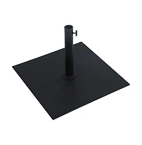 Meridian Furniture Amalfi Navy With Cream Piping / Matte Metal Patio Umbrella with Base Sets