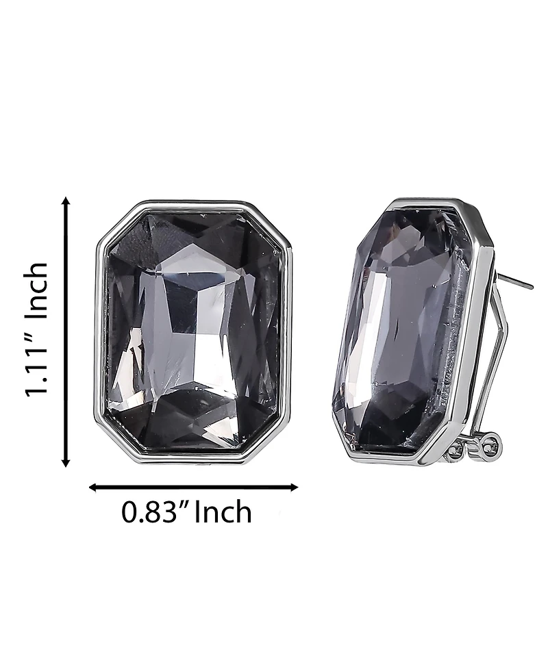 Jessica Simpson Faceted Gemstone Stud Earrings in Smoke Grey