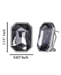 Jessica Simpson Faceted Gemstone Stud Earrings in Smoke Grey