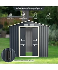 7 Feet x 4 Feet Metal Storage Shed with Sliding Double Lockable Doors - Gray