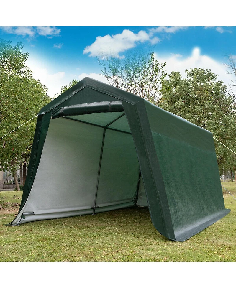 Akiudex Heavy-Duty Outdoor Carport with Removable Door and Waterproof Cover