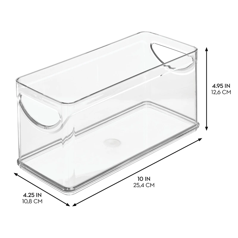 iDesign Stackable Pantry Storage Bin with Handles, Set of 2, Clear, Made in Usa