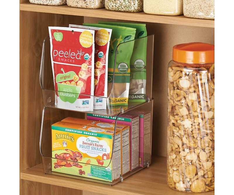 iDesign Stackable Open-Front Storage Bin - Set of 4 - Clear - Made in Usa