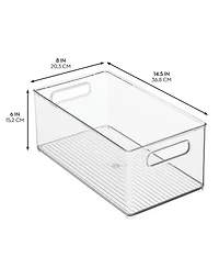iDesign Plastic Stackable Fridge Bin with Handles, Set of 2, Clear, Made in Usa