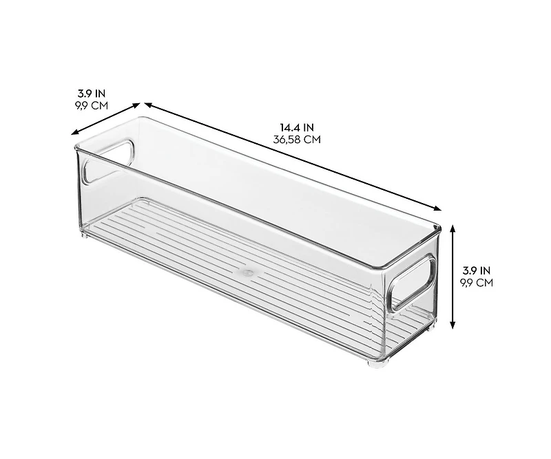 iDesign Plastic Stackable Fridge Bin with Handles, Set of 3, Clear, Made in Usa