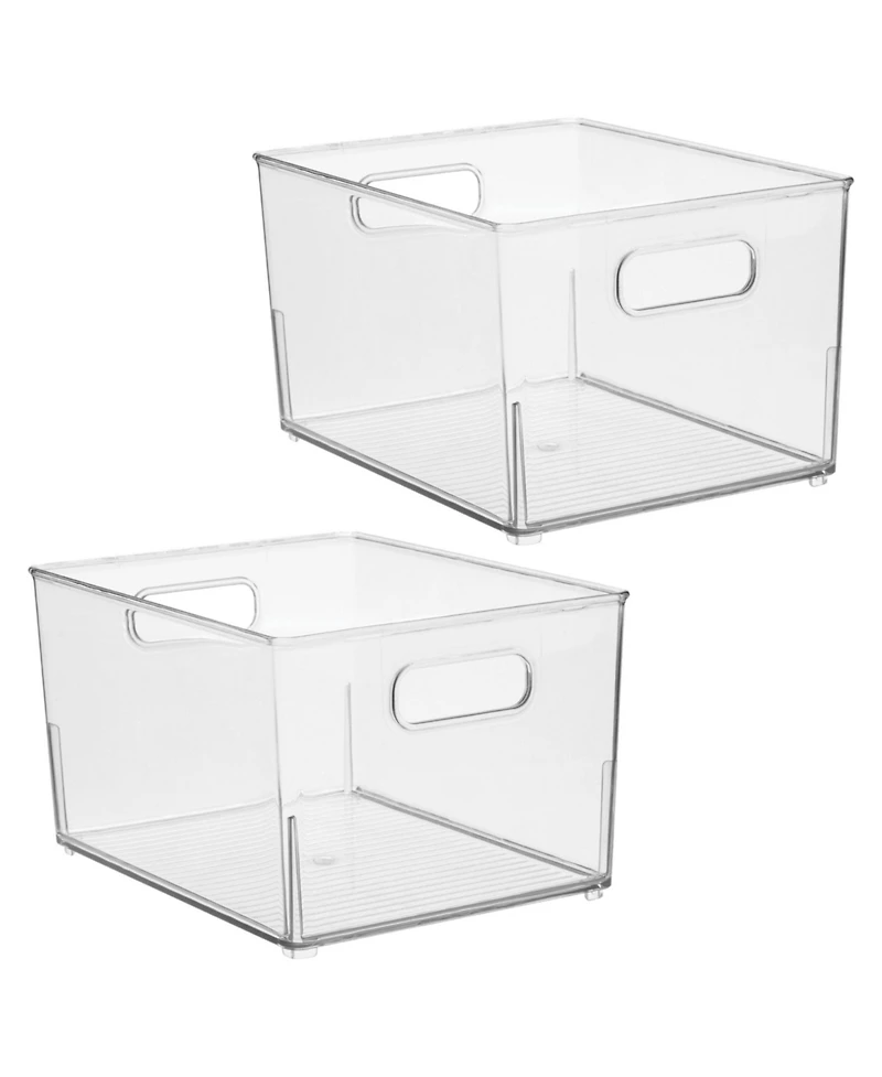 iDesign Small Stackable Bathroom Storage Bin - Set of 2 - Clear - Made in Usa