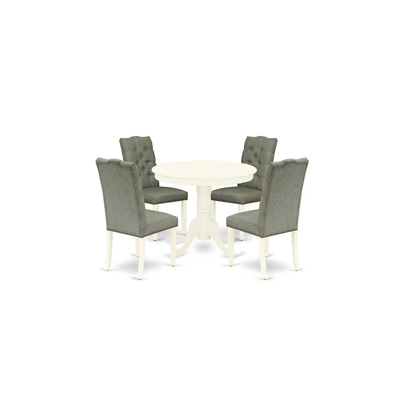 East West Furniture Dining Room Set Linen White