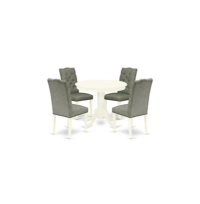 East West Furniture Dining Room Set Linen White