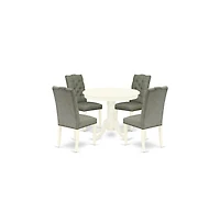East West Furniture Dining Room Set Linen White