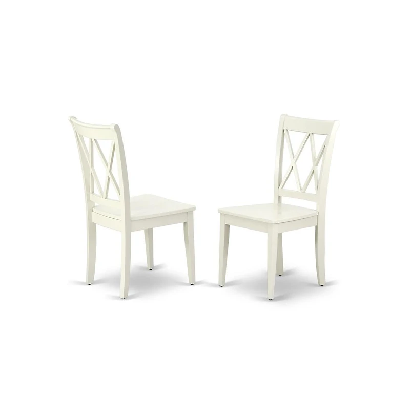 East West Furniture 5 Piece Kitchen Dining Table Set - Linen White Breakfast Table and 4 Linen White Kitchen & Dining Room Chairs with Double X-Back