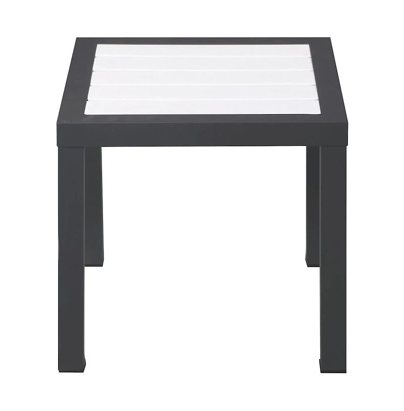 Meridian Furniture Nizuc White Wood Look Accent Paneling Outdoor Patio Aluminum End Table