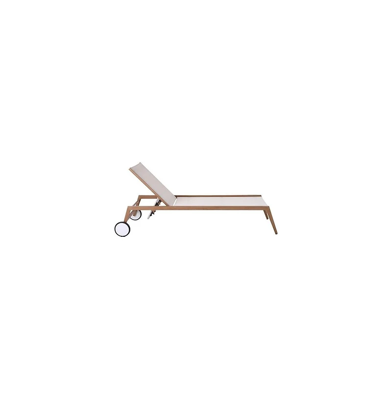 Meridian Furniture Maui Cream Water Resistant Fabric Outdoor Patio Lounger