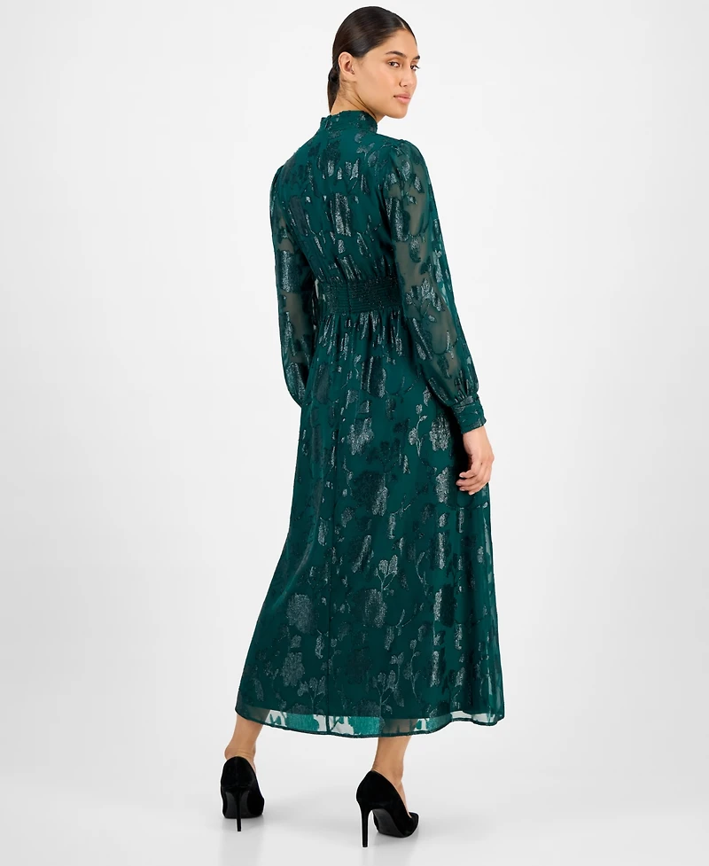 Anne Klein Women's Floral Chiffon Split-Neck Maxi Dress