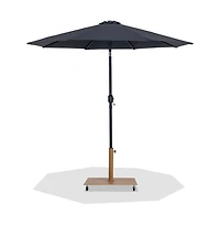 Meridian Furniture Fiji Black Fabric / Teak Aluminum Patio Umbrella with Base Sets