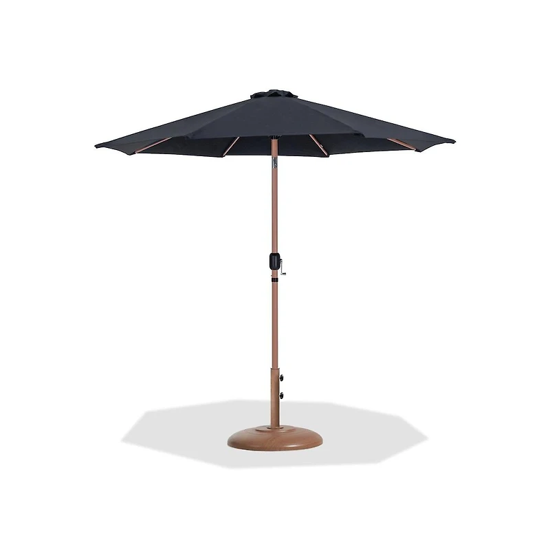 Meridian Furniture Fiji Fabric / Teak Aluminum Patio Umbrella with Base Sets