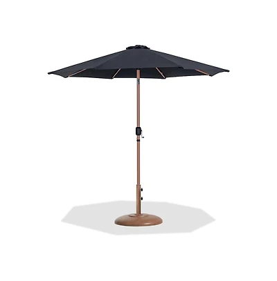 Meridian Furniture Fiji Fabric / Teak Aluminum Patio Umbrella with Base Sets