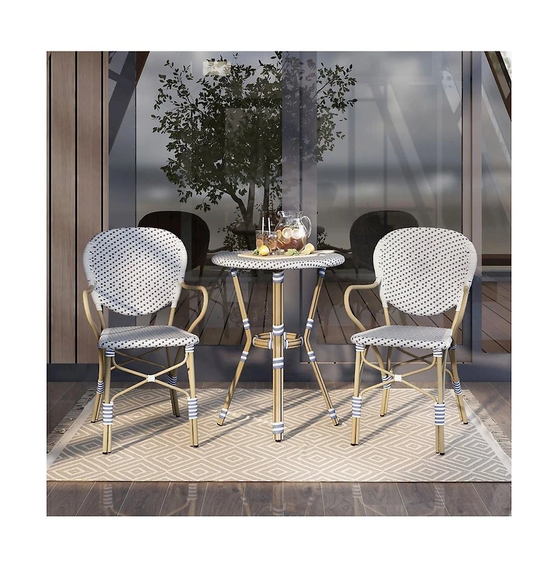 Enitial Star Hamner Aluminum 3-Piece Outdoor Bistro Table and Chair Set