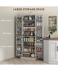 Homcom 65" Kitchen Pantry Cabinet with Adjustable Shelves Spick Racks