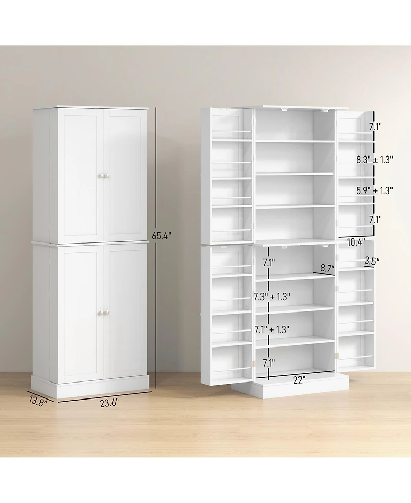 Homcom 65" Kitchen Pantry Cabinet with Adjustable Shelves Spick Racks