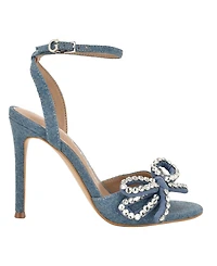 Guess Women's Charmin Rhinestone Bow Ankle Strap Dress Sandals