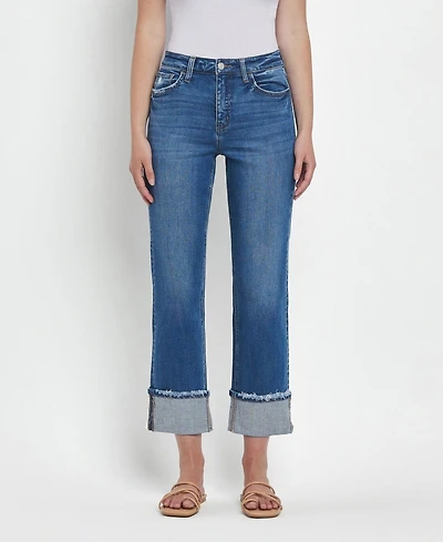 Vervet Women's High Rise Cuffed Straight Jeans