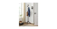 Slickblue Freestanding Solid Wood Coat Rack with 8 Hanging Hooks, Modern Design