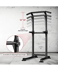 Zenova Pull Up Bar Dip Bar Power Tower Workout Dip Station Height Adjustable