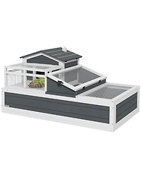 PawHut Wooden Tortoise Habitat, Tortoise Enclosure Reptile Cage w/ Tray