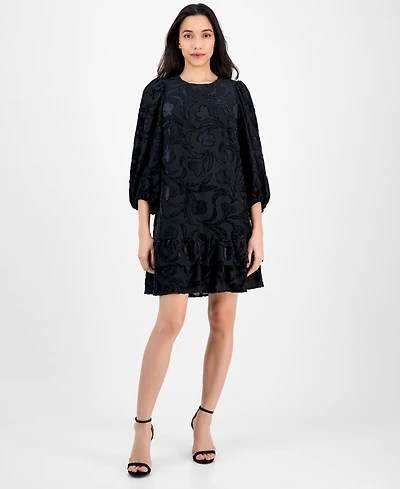Anne Klein Women's Blouson-Sleeve Burnout Shift Dress