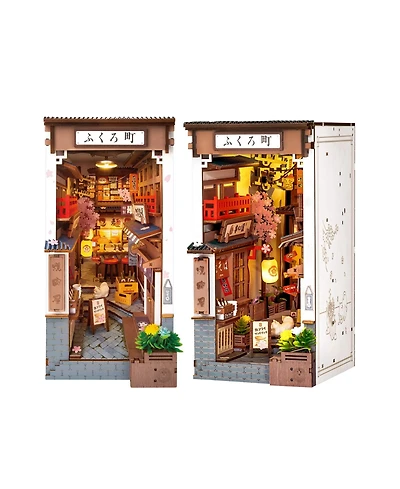 Robotime 3D Puzzle, Sakura Wine Alley Wooden Model with Accessories, Decorative Bookend Stand for Kids Adults, Multicolored, 4.37"7.67"8.7&#