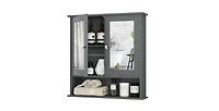 Slickblue Wood Bathroom Wall Cabinet with Mirrored Doors and Interior Storage Shelf