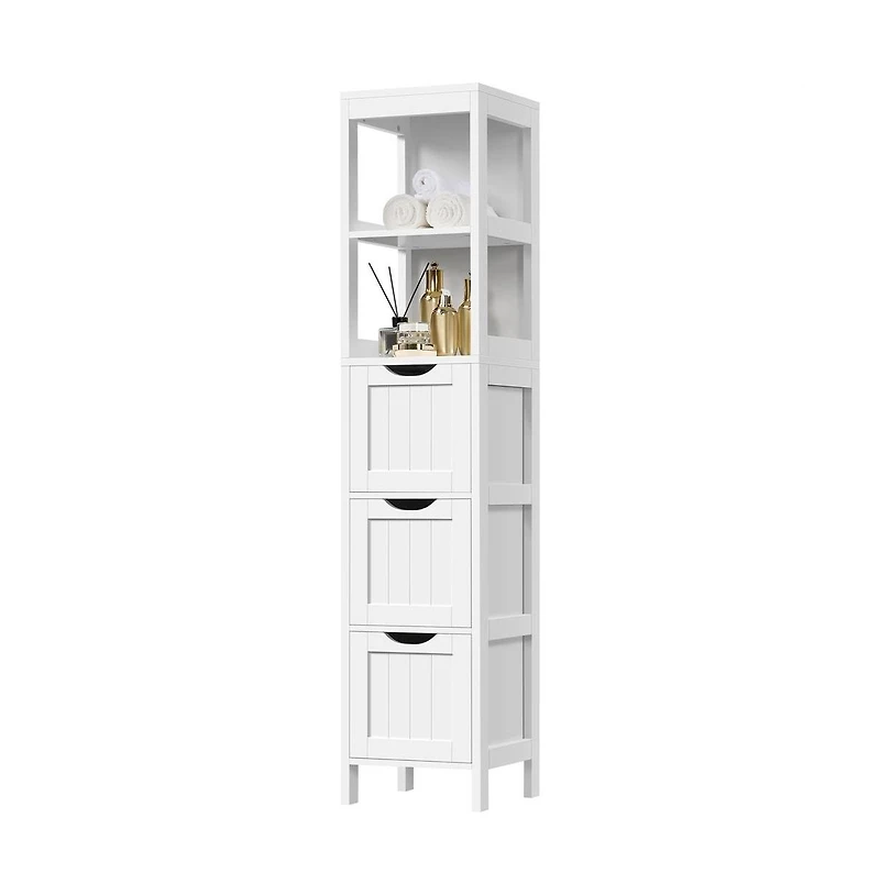 SlickblueBathroom Cabinet Tower with 3 Drawers and 2 Shelves in Wood Finish for Storage