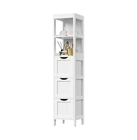 SlickblueBathroom Cabinet Tower with 3 Drawers and 2 Shelves in Wood Finish for Storage