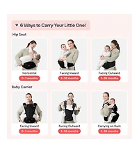 BabbleRoo Kids Carrier 6 1 with Hip Seat, Comfy & Adjustable Kangaroo Rose