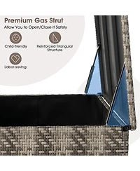 Akiudex 96 Gallon Pe Wicker Outdoor Storage Box with 4 Wheels - Gray