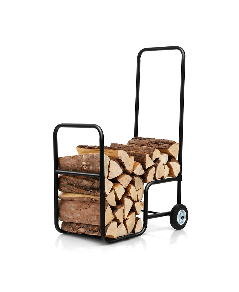 Akiudex Firewood Log Cart Carrier with Anti-Slip and Wear-Resistant Wheels