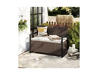 Akiudex 2-in-1 Outdoor Rattan Storage Bench with Cushion and 40 Gallon Capacity