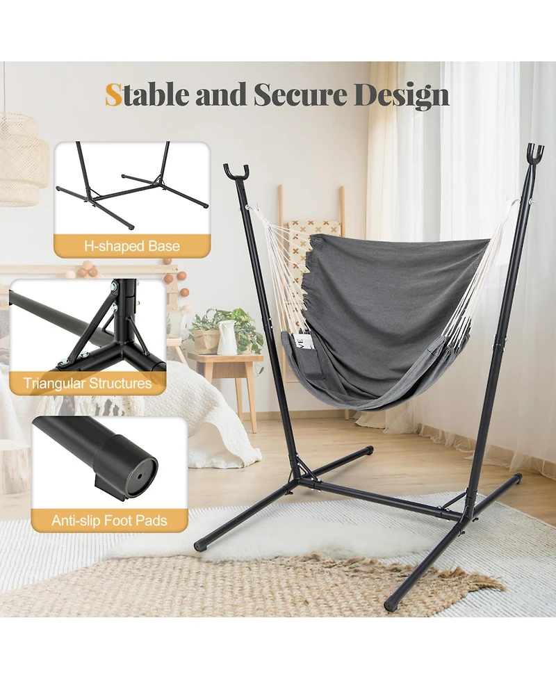 Akiudex Hammock Chair with Stand, 6-Position Adjustable Height and Side Pocket