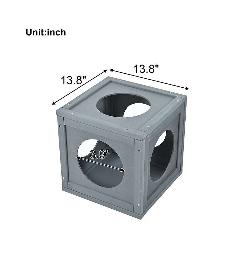 Aostirmotor 68.9 in. H Outdoor Cat house Cat shelves with Removable wood boxes in Gray