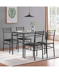 Slickblue Rectangular Glass Dining Table with 4 Chairs, Contemporary 5-Piece Set