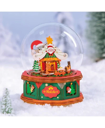 Robotime 3D Puzzles Diy Music Box Building Kits 3D Wooden Puzzle for Aults Teens Christmas Town, Multicolored, 4.05"40.5"5.11"