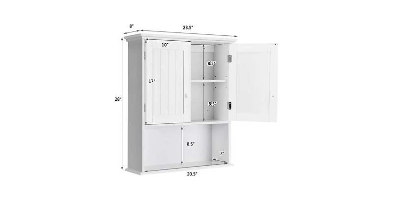 Slickblue Wall-Mounted Bathroom Medicine Cabinet with Open Storage Shelf for Organization