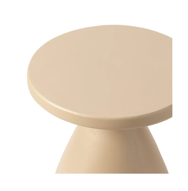 LeisureMod Dune Collection Fiberglass Outdoor Side Table in Beige
