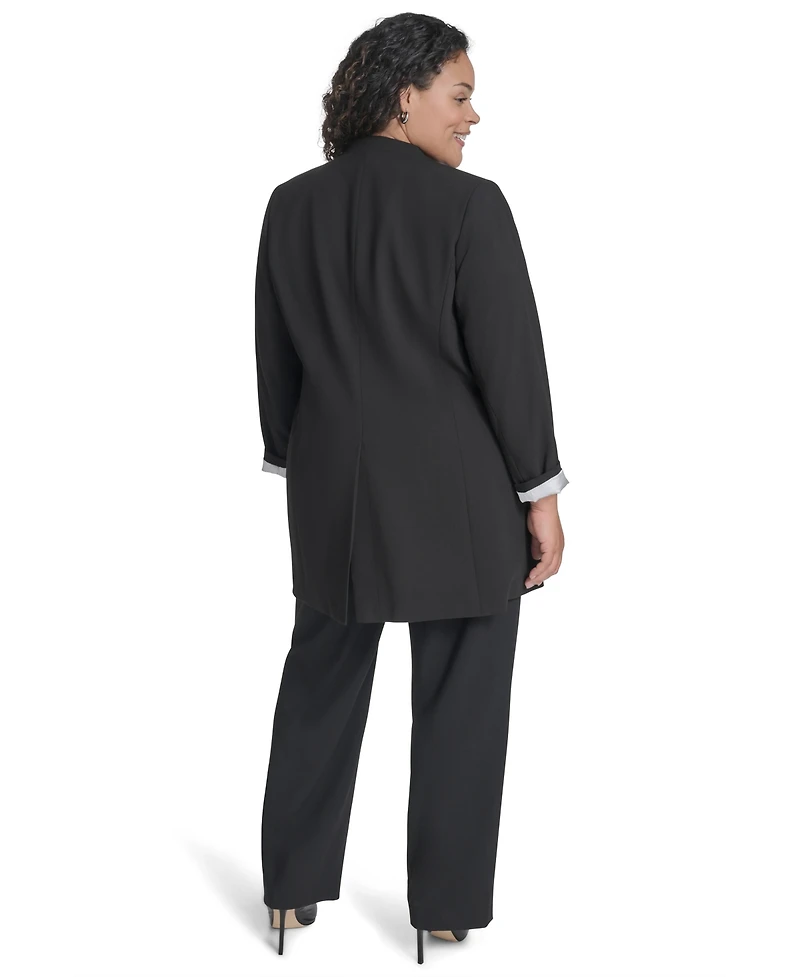 Calvin Klein Plus Collarless Open-Front Topper Jacket